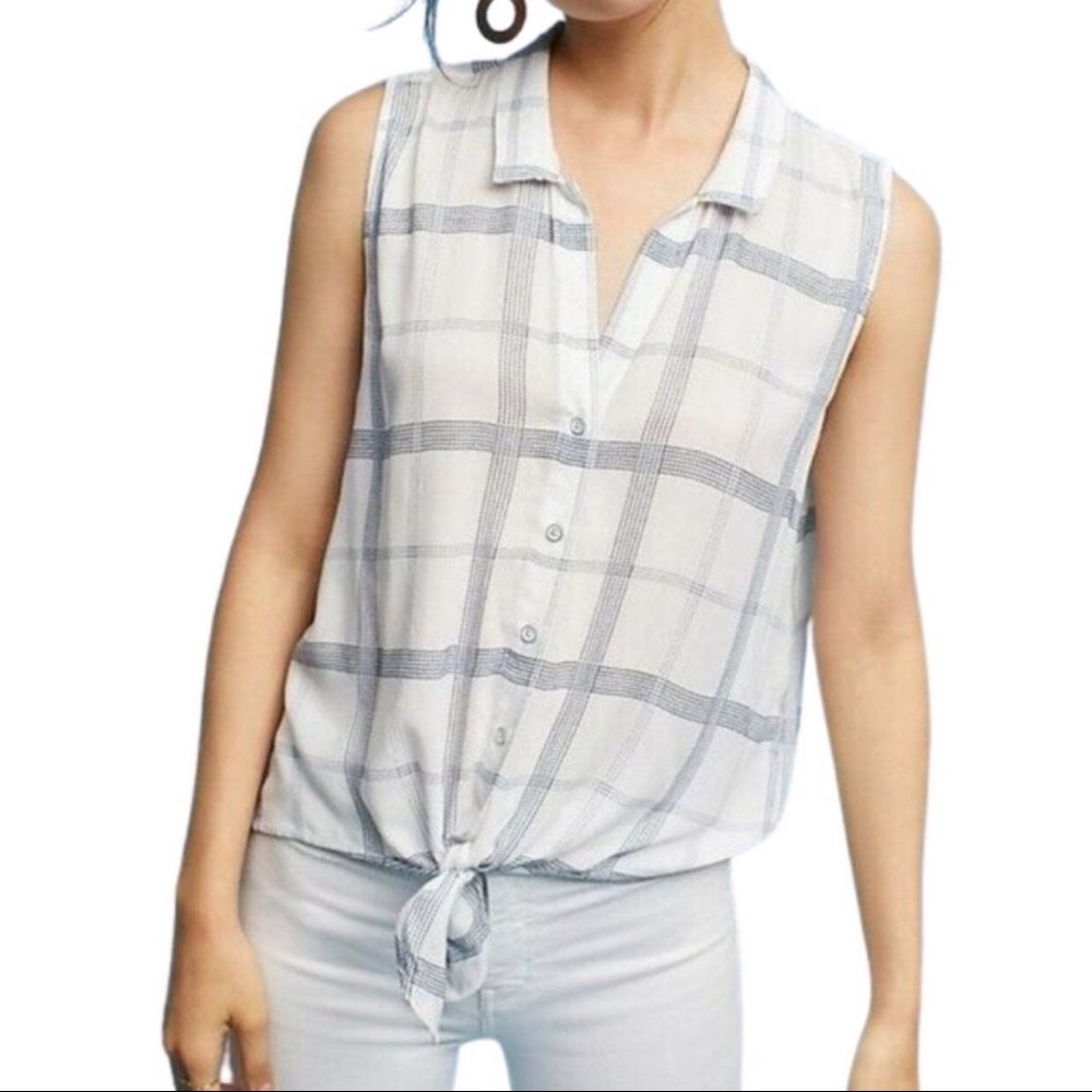 Cloth and stone white plaid top
